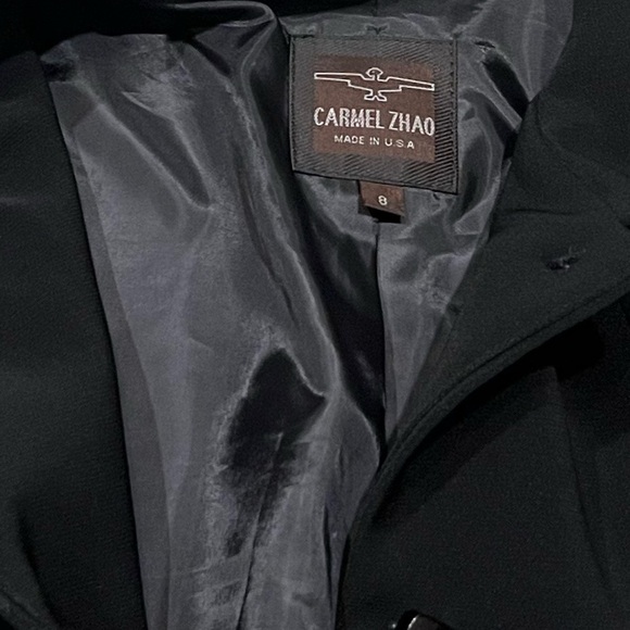 Carmel Zhao Star Georgette Trench Blazer Overcoat Long Designer Black jacket 8 - Picture 5 of 12